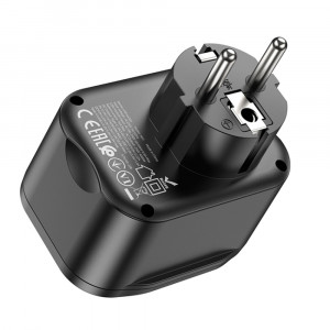 Incarcator Priza, Adaptor Shuko 2xUSB-A, Type-C, QC 3.0, 3A, PD 20W - Hoco (NS3) - Black - Img 3