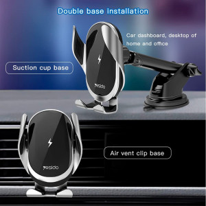 Suport Auto Universal cu Incarcare Wireless 15W - Yesido Extendable Arm (C78) - Black - Img 2