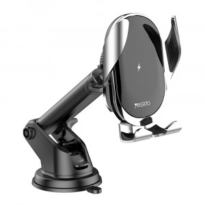Suport Auto Universal cu Incarcare Wireless 15W - Yesido Extendable Arm (C78) - Black - Img 1