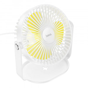 Ventilator Mic pentru Birou cu Lumina LED - Hoco (F14) - White - Img 1