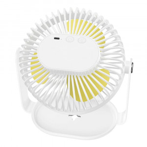 Ventilator Mic pentru Birou cu Lumina LED - Hoco (F14) - White - Img 3