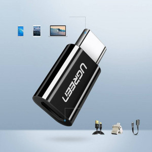 Adaptor OTG Micro-USB la Type-C Q.C. 5V - Ugreen (30391) - Black - Img 3