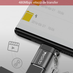 Adaptor OTG Micro-USB la USB 5Gbps - Yesido GS07 - Black - Img 4