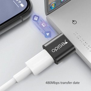 Adaptor OTG USB la Type-C 5Gbps - Yesido (GS09) - Black - Img 4