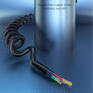 Cablu Adaptor Spiralat Jack la Jack 1.2m - USAMS (US-SJ256) - Black - Img 4