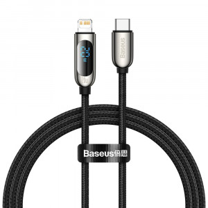 Cablu de Date Type-C la Lightning 20W, 1m - Baseus Display (CATLSK-01) - Black - Img 1