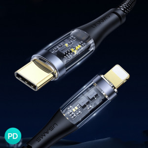 Cablu de Date Type-C la Lightning PD, 20W, 1.2m - USAMS Icy Series (US-SJ573) - Black - Img 2