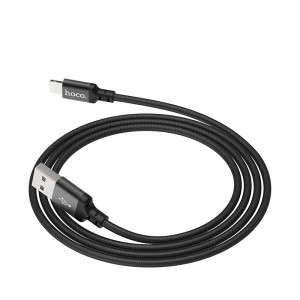 Cablu de Date USB-A la Lightning 2.4A, 1m - Hoco Times Speed (X14) - Black - Img 4