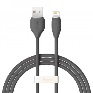 Cablu de Date USB la Lightning 2.4A, 1.2m - Baseus Jelly Liquid Silica Gel (CAGD000001) - Black - Img 1