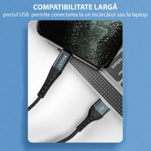 Cablu de Date USB la Lightning 3A, 1.2m - Yesido (CA-62) - Black - Img 4