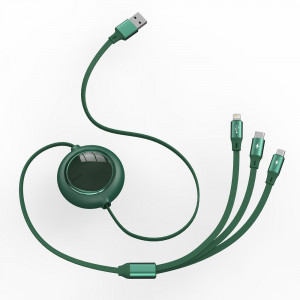 Cablu de Date USB la Type-C, Lightning, Micro-USB 3.5A, 1.2m - Baseus (CAMLT-MJ06) - Green - Img 4
