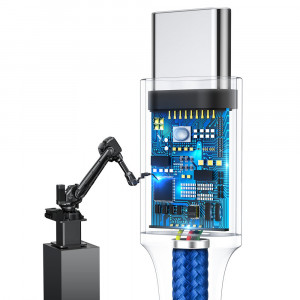 Cablu de Date USB la Type-C, Lightning, Micro-USB, 3.5A, 1.2m - Baseus Rapid Series (CAJS000003) - Dark Blue - Img 4