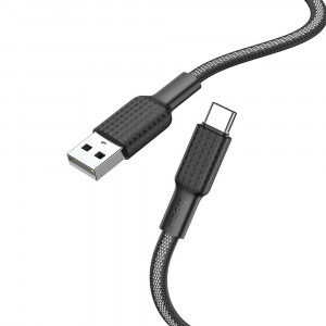 Cablu de Date USB la Type-C PD 60W, 3A, 1m - Hoco Jaeger (X69) - Black / White - Img 1