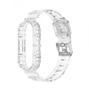 Curea pentru Xiaomi Mi Band 5 / 5 NFC / 6 / 6 NFC / Amazfit Band 5 - Techsuit Watchband (W017) - Clear - Img 3