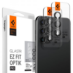Folie Camera pentru Samsung Galaxy S23 / S23 Plus (set 2) - Spigen Optik.TR EZ FIT - Black - Img 1