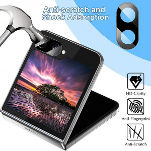 Folie Camera telefon Samsung Galaxy Z Flip5 - Techsuit Full Camera Glass - Black - Img 4