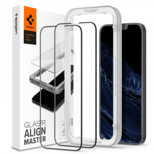 Folie protectie telefon iPhone 13 Pro Max / 14 Plus (set 2) - Spigen Glass.TR Align Master - Black - Img 1