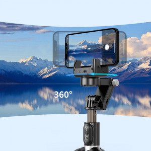 Gimbal Selfie Stick Stable cu Lumina LED si Telecomanda, 70cm - Techsuit (Q18) - Black - Img 3
