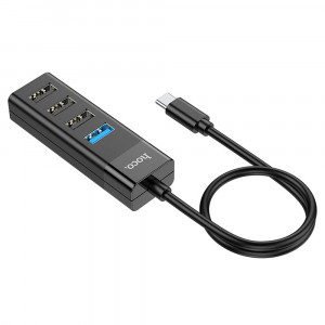 Hoco - Docking Station Easy Mix 4in1 (HB25) - OTG, Type-C to USB 3.0, 3x USB 2.0 - Black - Img 4