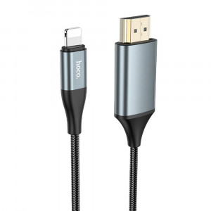 Hoco - Video Cable Adapter (UA15) - Lightning to HDMI, for iOS8.0+, 3.3V, 500mA, 1080p HD, 2m - Metal Gray - Img 2