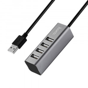 Hub USB la 4x USB 2.0, 480Mbps, 5V - Hoco (HB1) - Tarnish - Img 1