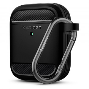 Husa pentru Apple AirPods - Spigen Rugged Armor - Black - Img 1