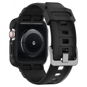 Husa pentru Apple Watch 4 / 5 / 6 / 7 / 8 / SE (44mm / 45mm) + Curea - Spigen Rugged Armor Pro - Black - Img 2