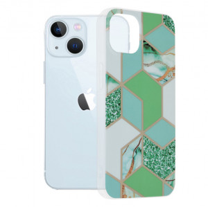 Husa telefon iPhone 13 - Techsuit Marble Series - Green Hex - Img 1