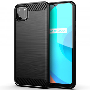 Husa telefon Realme C11 - Techsuit Carbon Silicone - Black - Img 1