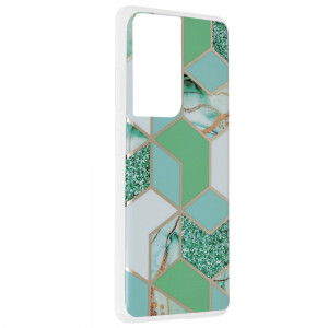 Husa telefon Samsung Galaxy S21 Ultra 5G - Techsuit Marble Series - Green Hex - Img 2