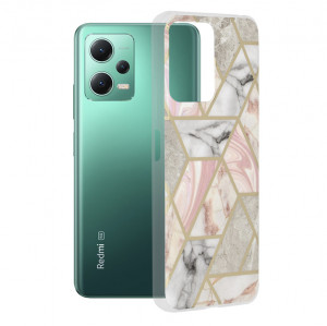Husa telefon Xiaomi Redmi Note 12 5G / Poco X5 - Techsuit Marble Series - Pink Hex - Img 1