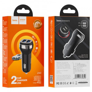 Incarcator Auto 2xUSB, 12W, 2.4A - Hoco Superior (Z40) - Black - Img 4