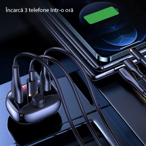Incarcator Auto cu Modulator FM 2xUSB, Type-C 50W - USAMS C25 (US-CC143) - Black - Img 3