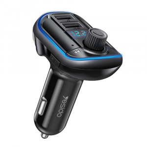 Incarcator Auto cu Modulator FM, Display LED, 2xUSB 3.1A, MicroSD - Yesido (Y44) - Black - Img 4