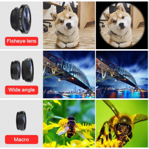Lentile pentru telefon (set 3) - Techsuit Macro, Wide Angle, Fish Eye (W33) - Black - Img 4