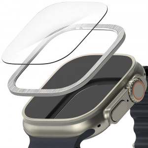Rama pentru Apple Watch Ultra + Folie - Ringke Bezel Styling - Stainless Silver - Img 1