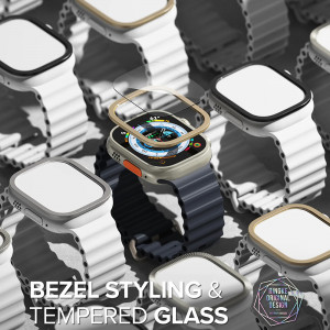 Rama pentru Apple Watch Ultra + Folie - Ringke Bezel Styling - Stainless Silver - Img 4