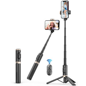 Selfie Stick cu Trepied Stabil si Telecomanda, 73cm - Techsuit (Q12) - Black - Img 2