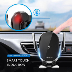 Suport Auto Universal cu Incarcare Wireless 15W - Yesido Extendable Arm (C78) - Black - Img 3