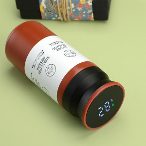Termos din Otel Inoxidabil cu Afisaj Digital, 480ml - Techsuit (THM5) - Red - Img 2