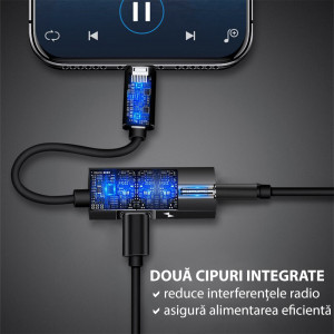 Adaptor Audio DAC Lightning la Lightning, Jack - Yesido (YAU-11) - Black - Img 4