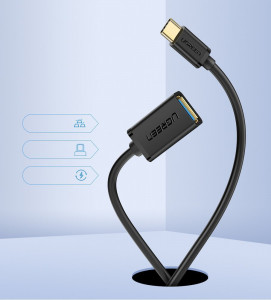 Adaptor OTG USB 3.0 la Type-C 5Gbps, 15cm - Ugreen (30701) - Black - Img 4