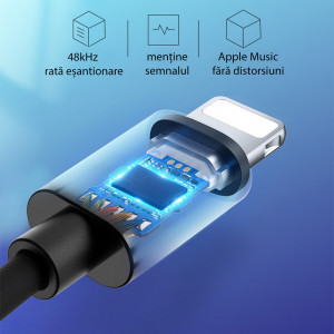 Cablu Adaptor Audio Lightning la Jack - Yesido YAU-17 - Black - Img 2