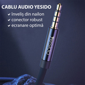 Cablu Audio Jack la Jack 1m - Yesido (YAU-14) - Black - Img 3