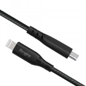 Cablu de Date Type-C la Lighting 1.2m, Fast Charge - Ringke Premium MFI - Black - Img 1