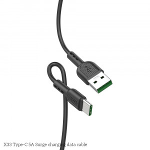 Cablu de Date USB-A la Type-C 40W, 5A, 1m - Hoco Surge (X33) - Black - Img 3