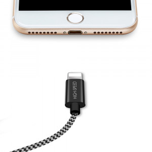 Cablu de Date USB la Lighting 2.1A, 3m - Dux Ducis K-ONE - White Black - Img 3