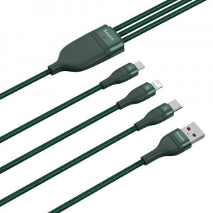 Cablu de Date USB la Lightning, Micro-USB, Type-C 66W, 1.2m - Baseus Flash Series (CA1T3-06) - Green - Img 3