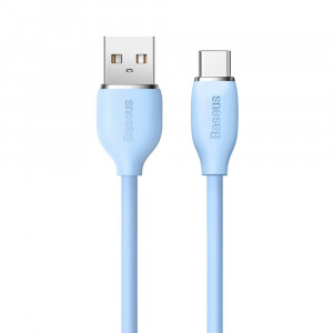 Cablu de Date USB la Type-C 100W, 1.2m - Baseus Jelly Liquid Silica Gel (CAGD010003) - Blue - Img 2
