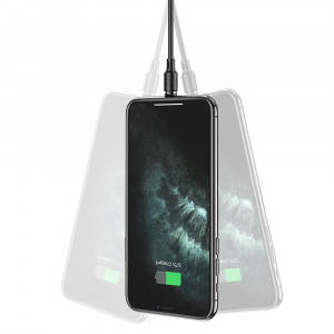 Cablu de Incarcare Magnetic USB-A la Lightning 12W, 2.4A, 1m - Hoco Sereno (X52) - Black - Img 4